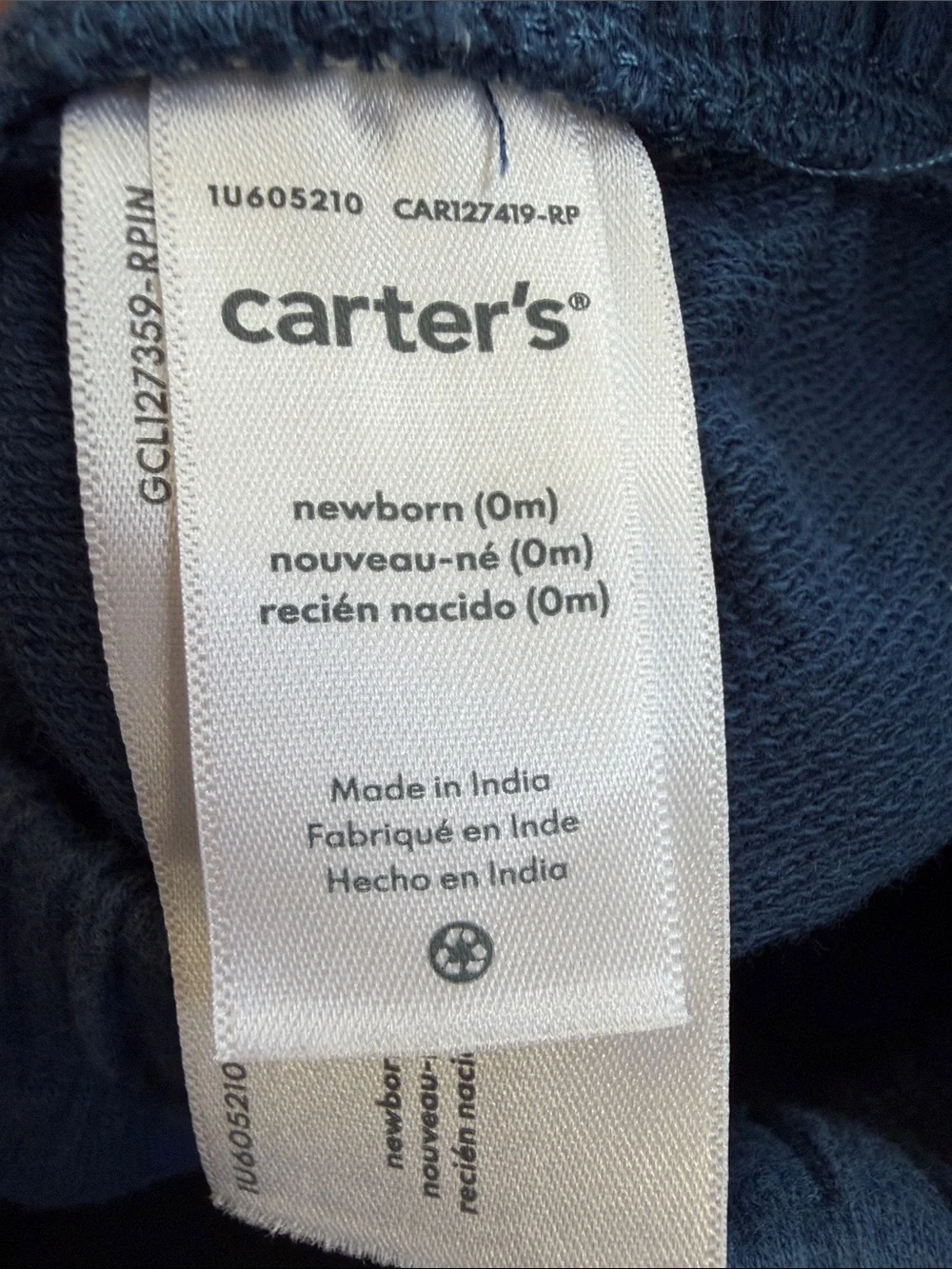 Carter's Blue Knit Shorts with Cream Drawstring